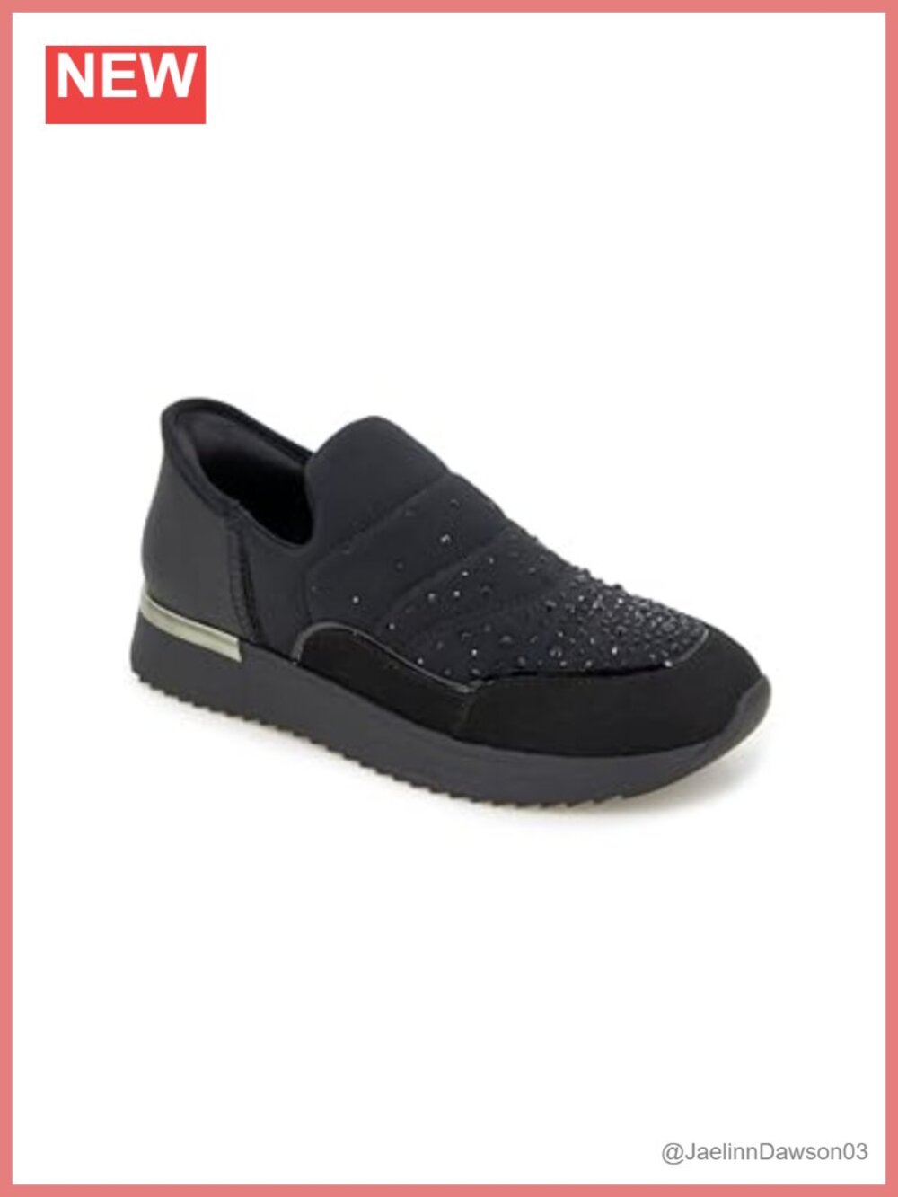 Slip on Puff Sneaker with Jewel Detail Flexible Traction Outsole Casual Easy